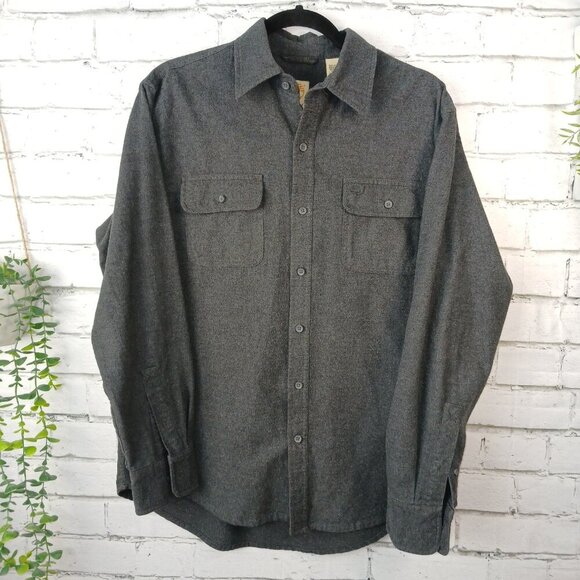 MENS TIMBERLAND BRUSHED COTTON LONG SLEEVE GRAY BUTTON DOWN, SIZE MEDIUM - Picture 1 of 6